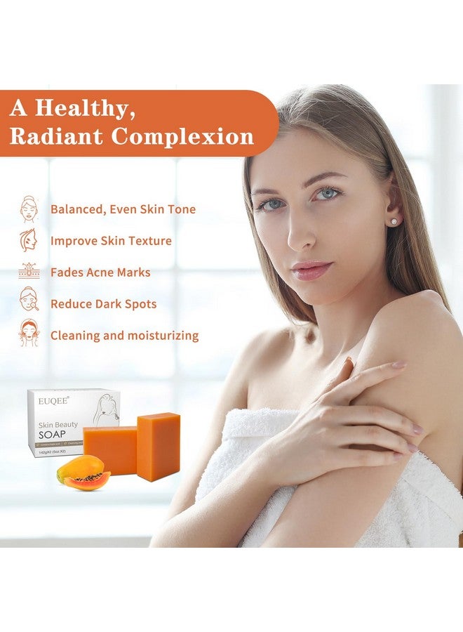 EUQEE Kojic Acid Papain Soap, 5 oz x 2 Counts Soap Bars with Turmeric, Papain, Sorbitol, Glycerin, Skin Beauty Reduce Dark Spot for Face & Body, with a Foaming Net (142g x 2 Bars) - Image 3
