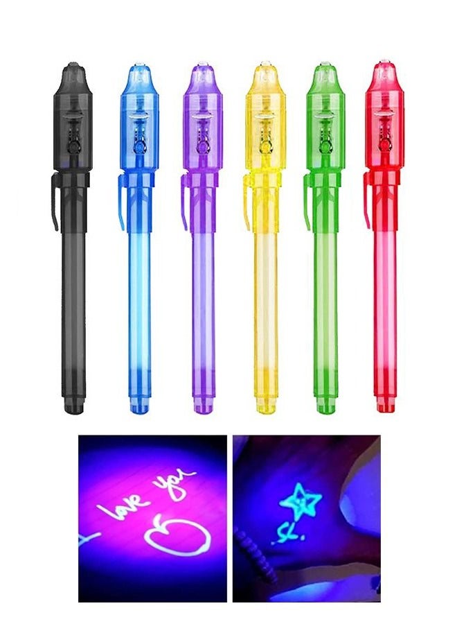 6 Pcs UV Light Luminous Invisible Ink Magic Pen, Environmentally Friendly and Non Toxic Ink UV Light Spy Pen, Fun Entertainment Secret Message Marker Ink Pen - Image 1