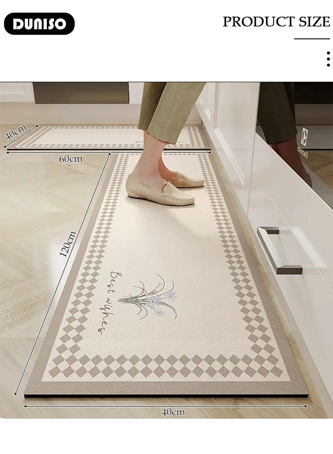 DUNISO 2 PCS Kitchen Mats and Rugs Set,Diatom Bathroom Kitchen Rug Mat Extra Soft and Absorbent Bath Rugs Non-Slip Quick Drying Floor Bath Tub Mat for Bathroom Floor Tub and Shower 40*60cm/40*120cm - Image 3