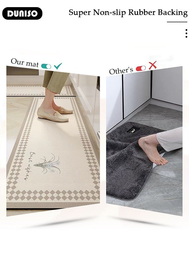 DUNISO 2 PCS Kitchen Mats and Rugs Set,Diatom Bathroom Kitchen Rug Mat Extra Soft and Absorbent Bath Rugs Non-Slip Quick Drying Floor Bath Tub Mat for Bathroom Floor Tub and Shower 40*60cm/40*120cm - Image 2