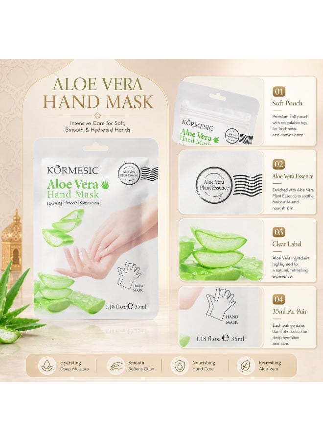Kormesic 5 Pairs Aloe Vera Hand Masks, 35ml per Pair, Soothing and Hydrating Hand Care Gloves for Dry and Rough Hands - Image 5