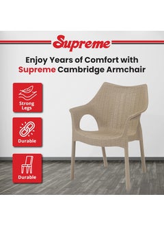 Supreme chairs Supreme chairs Cambridge Heavy Plastic Chair Oversized Arm Chair for Garden and Outdoor 250Kg Weight Bearing Capacity 6 Months Warranty Dark Beige Set of 2 Chairs  - Image 4