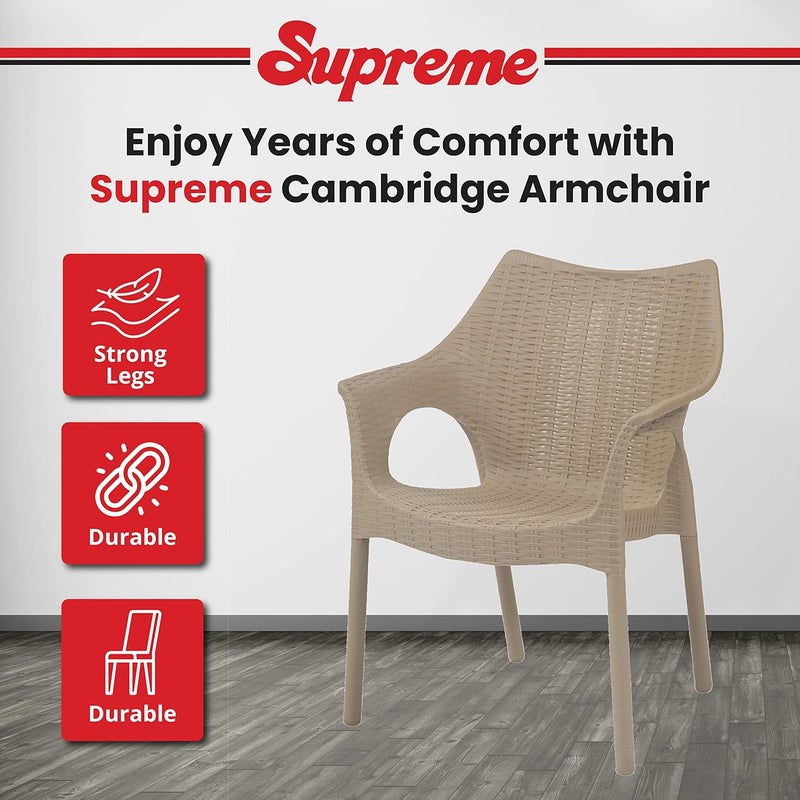 Supreme chairs Supreme chairs Cambridge Heavy Plastic Chair Oversized Arm Chair for Garden and Outdoor 250Kg Weight Bearing Capacity 6 Months Warranty Dark Beige Set of 2 Chairs - Image 4