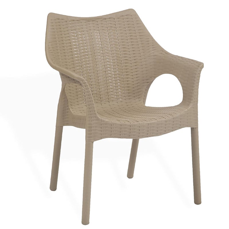 Supreme chairs Supreme chairs Cambridge Heavy Plastic Chair Oversized Arm Chair for Garden and Outdoor 250Kg Weight Bearing Capacity 6 Months Warranty Dark Beige Set of 2 Chairs - Image 3