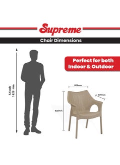 Supreme chairs Supreme chairs Cambridge Heavy Plastic Chair Oversized Arm Chair for Garden and Outdoor 250Kg Weight Bearing Capacity 6 Months Warranty Dark Beige Set of 2 Chairs  - Image 2
