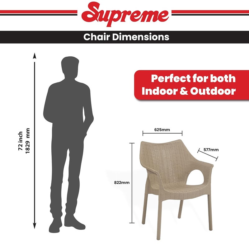 Supreme chairs Supreme chairs Cambridge Heavy Plastic Chair Oversized Arm Chair for Garden and Outdoor 250Kg Weight Bearing Capacity 6 Months Warranty Dark Beige Set of 2 Chairs - Image 2