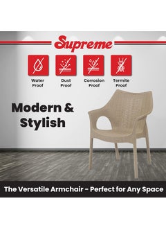 Supreme chairs Supreme chairs Cambridge Heavy Plastic Chair Oversized Arm Chair for Garden and Outdoor 250Kg Weight Bearing Capacity 6 Months Warranty Dark Beige Set of 2 Chairs  - Image 5