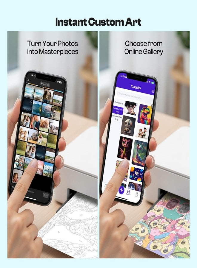 Caydo Paint by Numbers Kit for Adults with Custom Design App, Convert Any Photo to Ready-to-Paint Templates in 5 Minutes, Includes 3 A4 Blank Canvases & 60-Color Acrylic Paint Set (No Frame) - Image 2