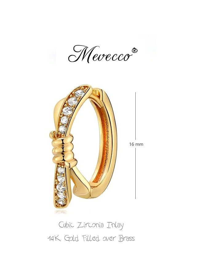 MEVECCO
 Women Huggie Earrings Gold Hoop Sleeper 14K Gold Filled Small Simple Handmade Hypoallergenic Everyday Jewelry - Image 2