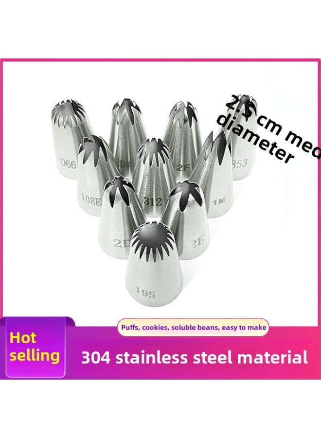 304 Seamless Stainless Steel Piping Nozzle 25MM Caliber Cookie Cake Decorating Kitchen DIY Pastry Baking Tools-Specifications:222 - Image 2