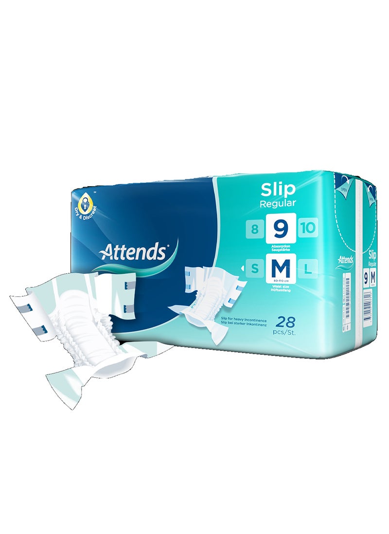 Attends Slip Regular 9, Medium, Pack Of 28 