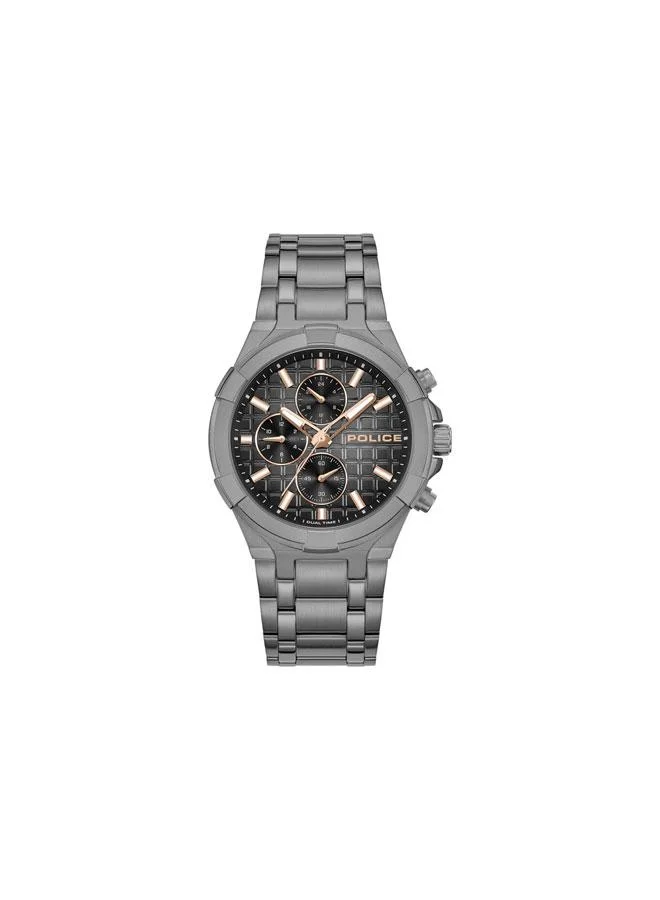 POLICE Guardian Black Dial Gunmetal Stainless Steel Bracelet Multifunction Watch for Men - 42mm