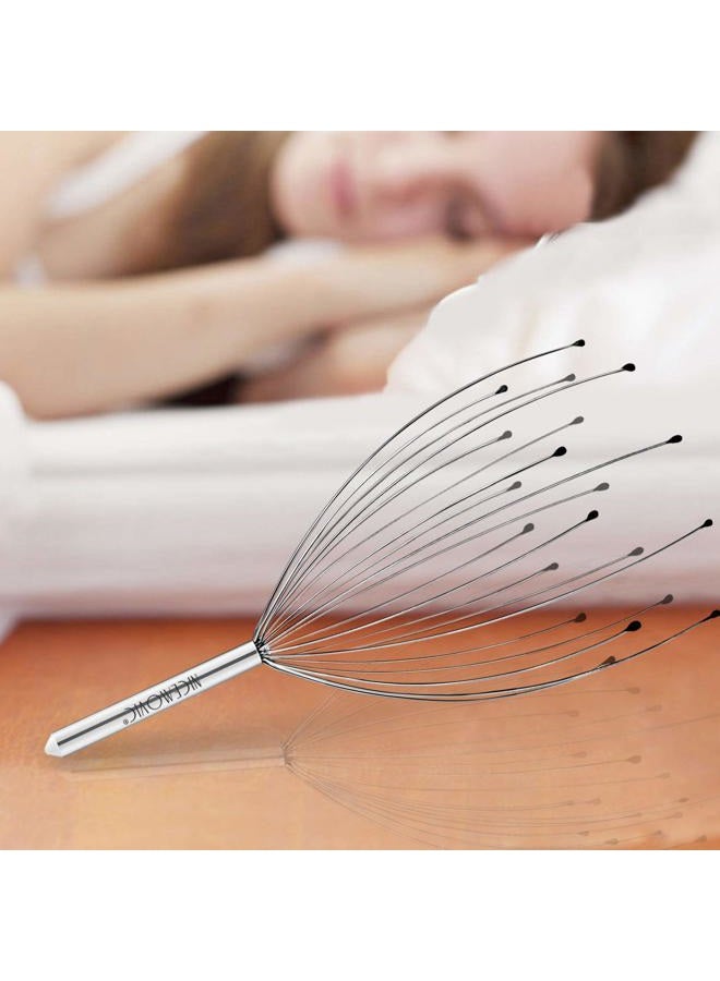 NICEMOVIC 2 Pack Head Scalp Massager, Stocking Stuffers Stress Relief Gifts for Women Men, 20 Fingers Scalp Head Scratcher for Hair Stimulation Body Relaxing (Silver & Silver) - Image 5