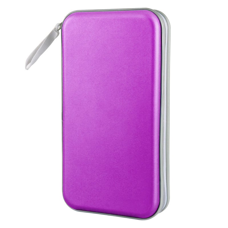 CD Case Siveit DVD Case Holder 96 Capacity Hard Plastic CD DVD Disc Cases Storage Binder Wallet for Car Home Office Travel Purple