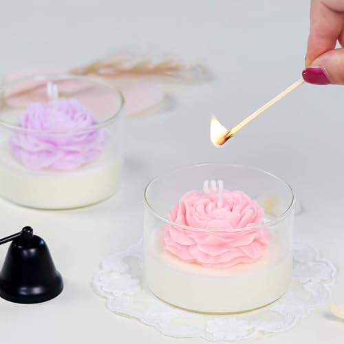 Tecokart® Silicone Candle Mould with 7 Cavity, Rose-Shape Mould for Chocolate Candy Cupcake, Floral Carnation Resin Craft Jewelry Mold for Topper Wax Soap Bath Bomb - Image 2
