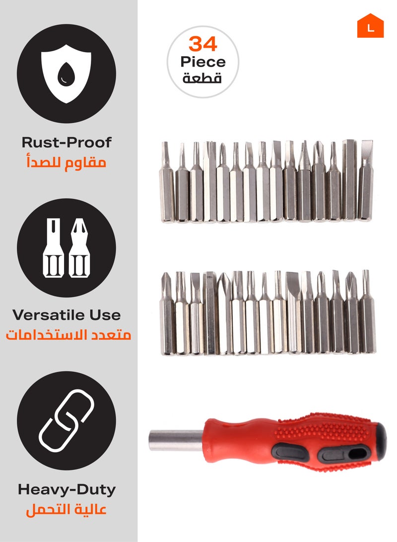 LAWAZIM Precision Screwdriver Set - 2 Packs of 34 Piece - Multi-Bit Furniture Assembly Electronics Eyeglass Watch Repair Jewelry Household Appliances Repair Kit Phillips Flathead Torx Hex - Image 2