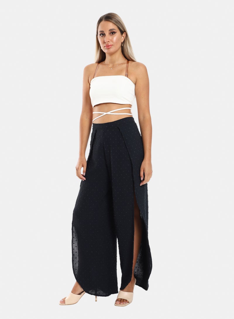 belle Full Legs Side Slits Slip On Cover Up Pants - Image 2