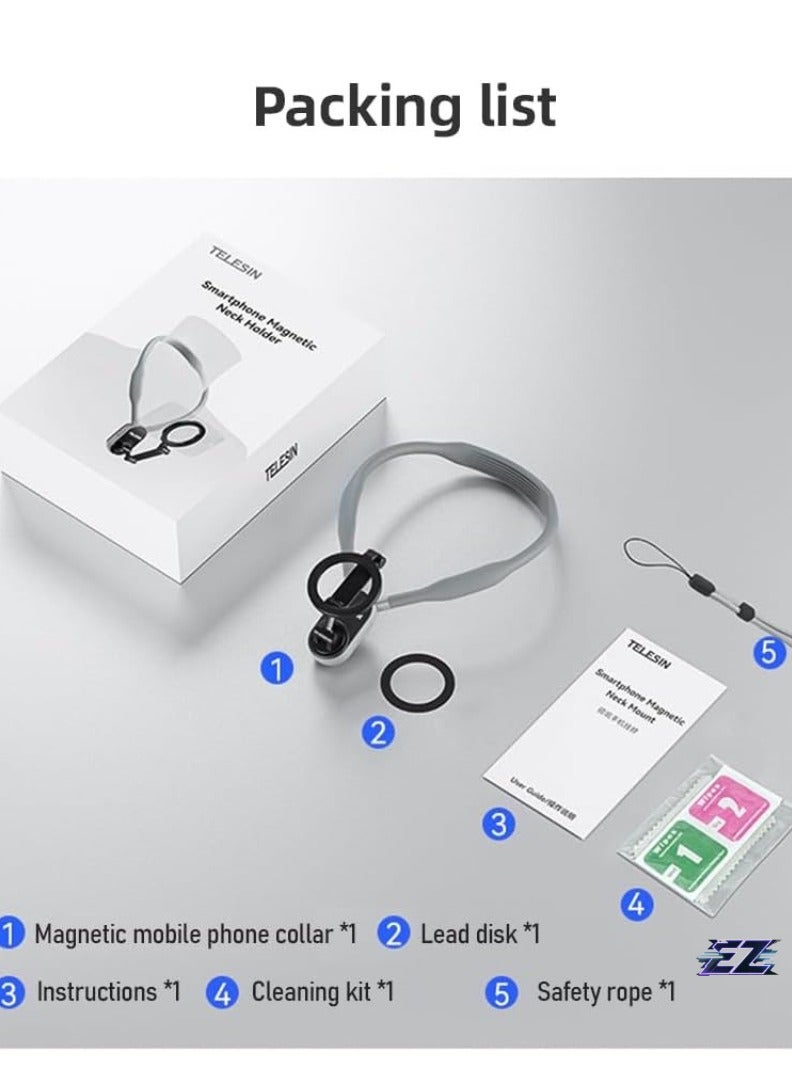 ELTRAZONE MNM-001 Neck Phone Holder with Quick Release – Multi-Angle Adjustable Neck Mount for Android Smartphones (15141312) with Strap & Metal Ring - Image 2