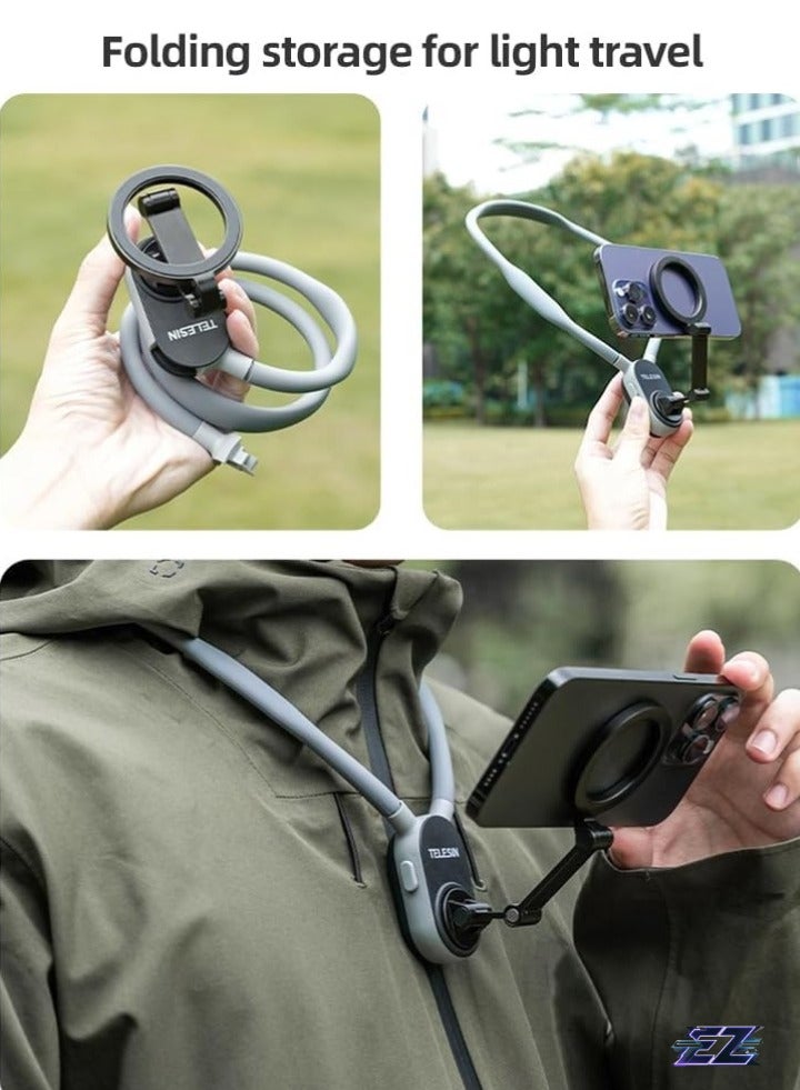 ELTRAZONE MNM-001 Neck Phone Holder with Quick Release – Multi-Angle Adjustable Neck Mount for Android Smartphones (15141312) with Strap & Metal Ring - Image 4