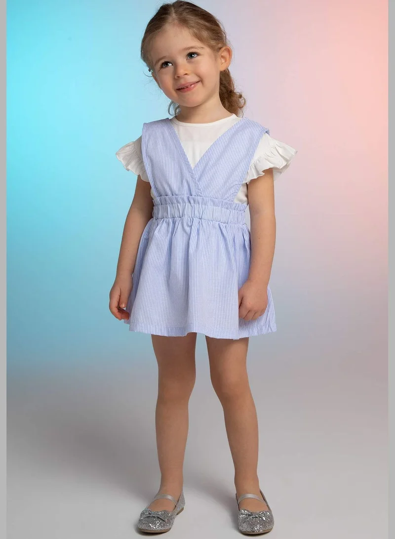 ديفاكتو Short Sleeve Frill Detail T-Shirt & V-Neck Mini Dress Set