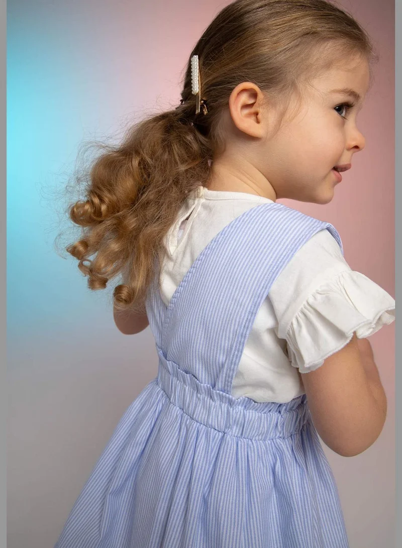 ديفاكتو Short Sleeve Frill Detail T-Shirt & V-Neck Mini Dress Set
