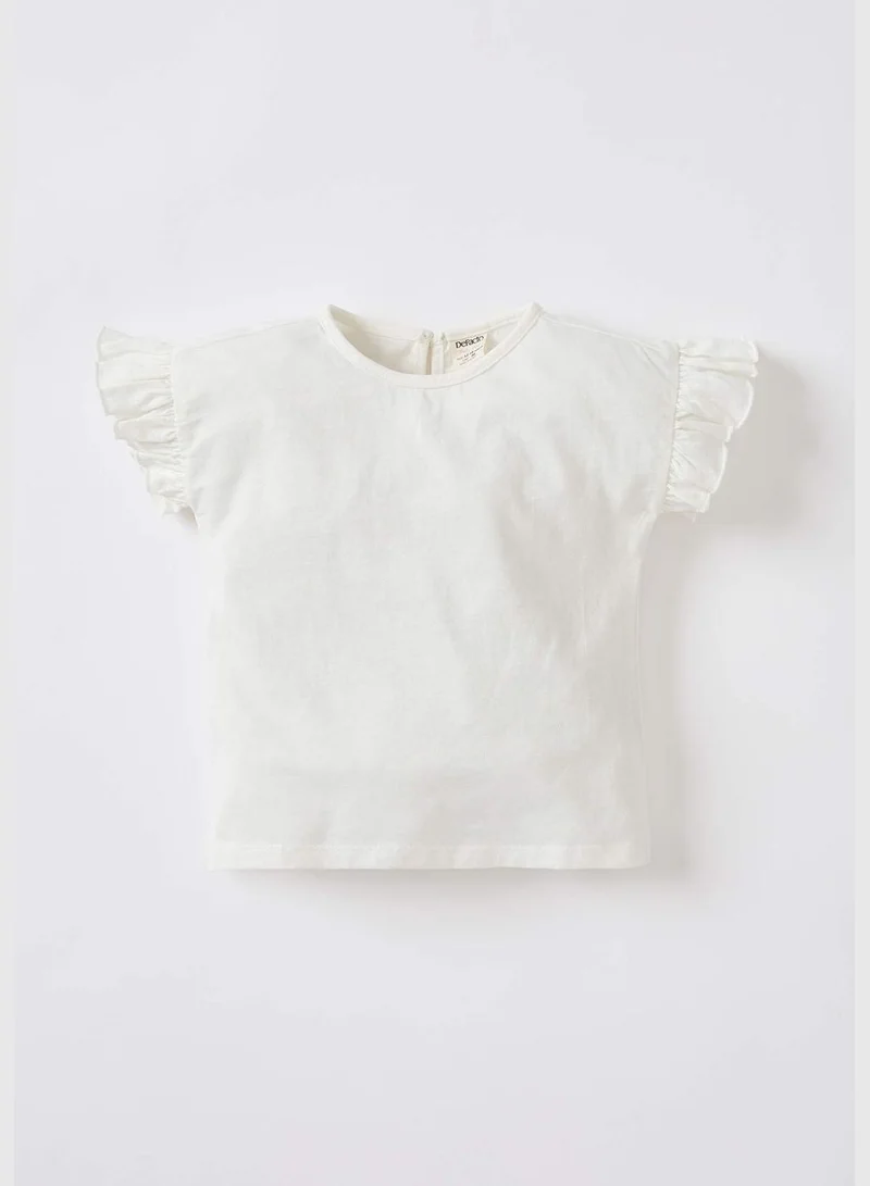 ديفاكتو Short Sleeve Frill Detail T-Shirt & V-Neck Mini Dress Set