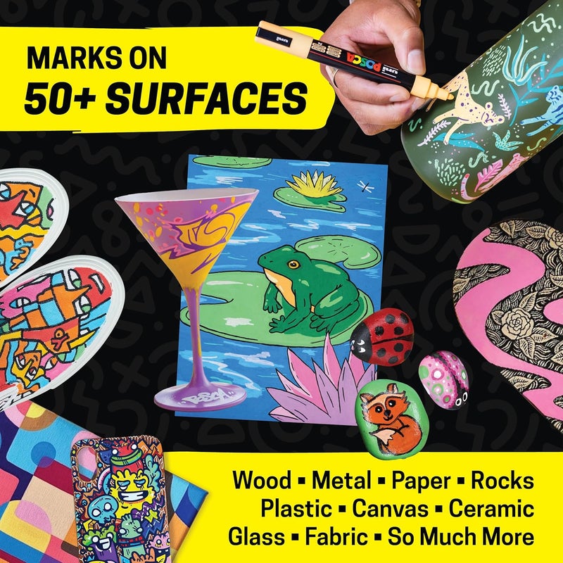 POSCA Uni Paint Marker Pen Set - Medium Point - Assorted Colors - 15 Count (PC-5M15C) - Image 3