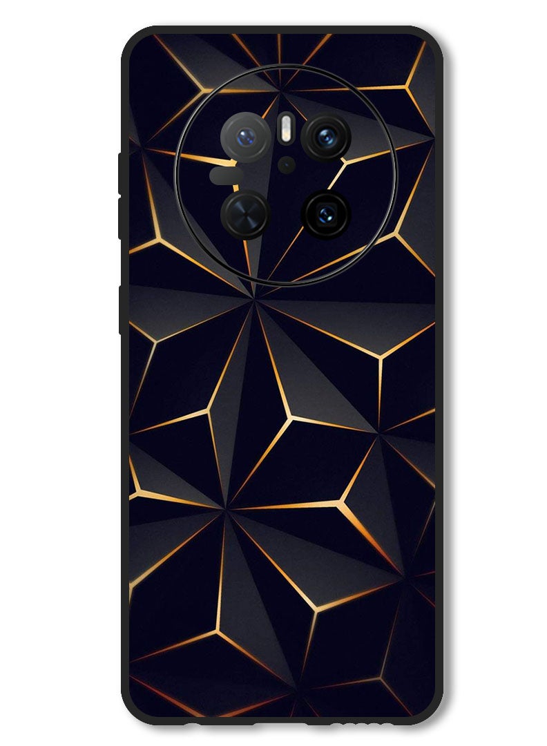 Theodor Case Compatible with Huawei Mate 70 Protection Shockproof Bumper Cover Black Gold Patter - Image 1