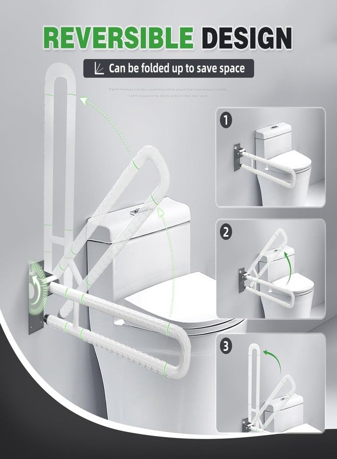 دولفي، قضيب دعم قابل للطي للمرحاض يُثبت على الحائط مصنوع من مادة ABS والفولاذ المقاوم للصدأ (أبيض) - Image 3