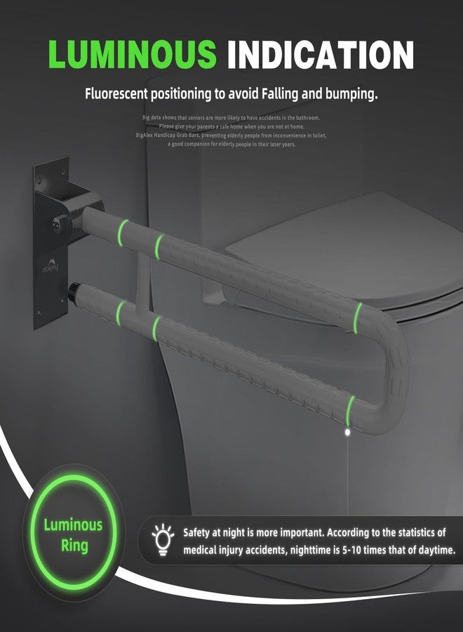 دولفي، قضيب دعم قابل للطي للمرحاض يُثبت على الحائط مصنوع من مادة ABS والفولاذ المقاوم للصدأ (أبيض) - Image 5