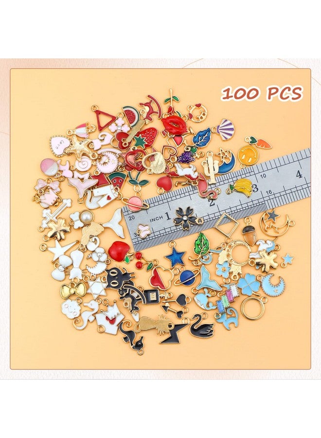 JIALEEY 100Pcs Gold Plated Enamel Charms Mixed Moon Star Fruit Animal Charm Colorful Pendant Diy For Necklace Bracelet Jewelry Making And Crafting - Image 1