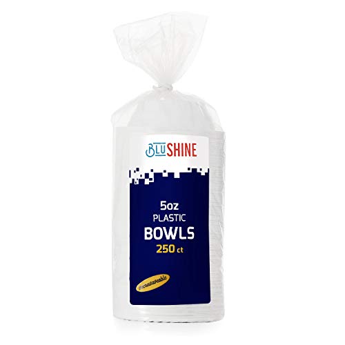 BluShine 250 Pack- 5 Oz Disposable Plastic Bowls Plates - Strong and Sturdy - Heat-Resistant and Soak-Proof - Does Not Melt or Cave in Microwave - Heavy Duty BPA-Free Plastic - Image 2