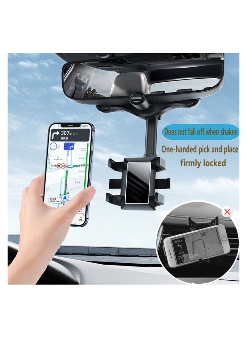 ELTRAZONE 360°Rotatable and Retractable Car Phone Holder, Car Rearview Mirror Bracket, Multifunctional Adjustable Phone Holder, Universal Phone Navigation GPS Holder for All Mobile - Image 2