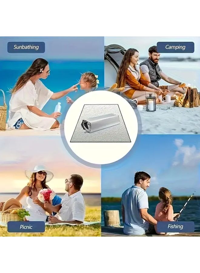 حصيرة تخييم كبيرة جداً لجميع الفصول، مصنوعة من ورق الألمنيوم المقاوم وقماش EPE، قابلة للحمل للاستخدام الخارجي في النزهات والخيام، طبقة مزدوجة من فيلم الألمنيوم العازل للرطوبة، حصيرة عازلة للتخييم والشاطئ والنزهات، المقاس S: 78.74 × 39.37 بوصة - Image 4