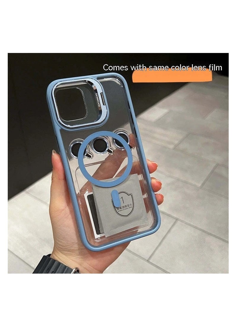 Phone Case with Silicone Edges, TPU Back, Built-in Kickstand and Camera Lens Protectors Compatible With Iphone 13 Pro Max