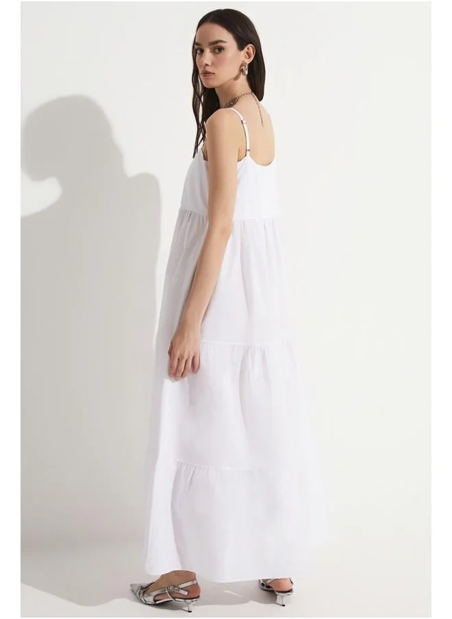 جون June Strappy Cotton Dress White