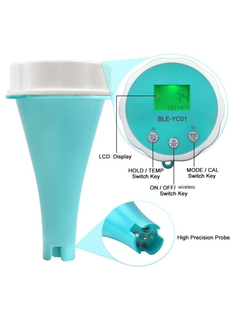 Generic - 6 in 1 Residual Chlorine Monitor PH/ORP/EC/TDS Water Testing, Backlit LCD Display, Smart Equipment for Home Swimming Pools, Accurate and Easy to Use Water Monitor - Image 1