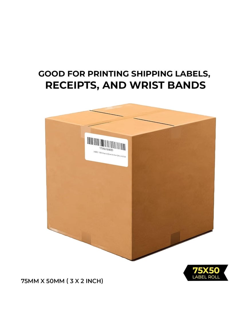 Terabyte ملصقات حرارية بيضاء على شكل لفافة - 75 × 50 مم - عبوة من 1000 - لاصق دائم، لرمز الشريط، ملصقات لاصقة بيضاء للتسمية - Image 3