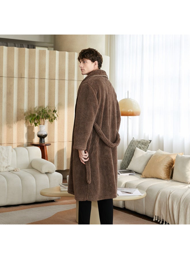 Fenton autumn/winter Warmth With Edge Protection, Windproof Notched Collar Nanfu Plush Fleece Men's Pajamas & Robe - Image 3