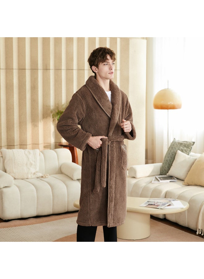 Fenton autumn/winter Warmth With Edge Protection, Windproof Notched Collar Nanfu Plush Fleece Men's Pajamas & Robe - Image 4