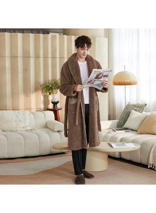Fenton autumn/winter Warmth With Edge Protection, Windproof Notched Collar Nanfu Plush Fleece Men's Pajamas & Robe - Image 5