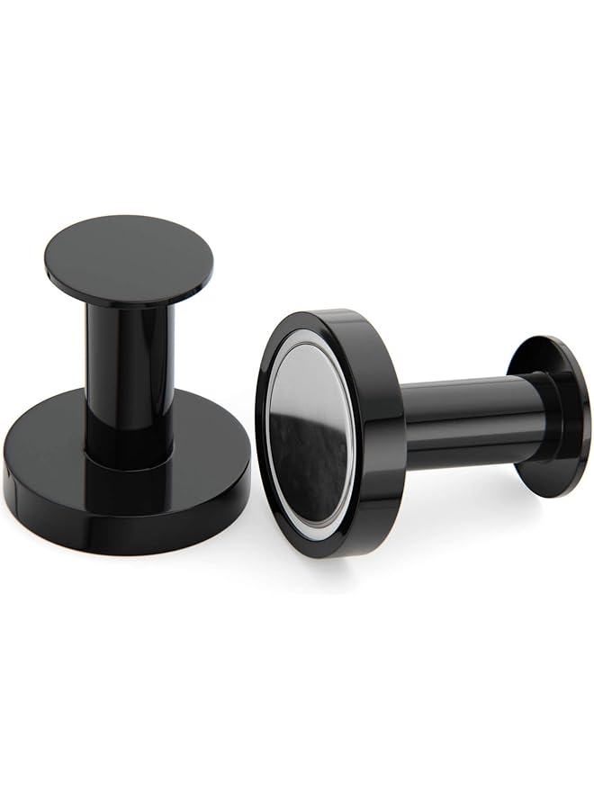 PROMASS promass Set of 2 Strong Magnetic Hooks for Hanging Coats and Bags Magnet Hooks Heavy Duty Magnets Neodymium 52 Rare Earth Magnets Push Pin Style Magnet Hook for Refrigerator Locker, black  - Image 1