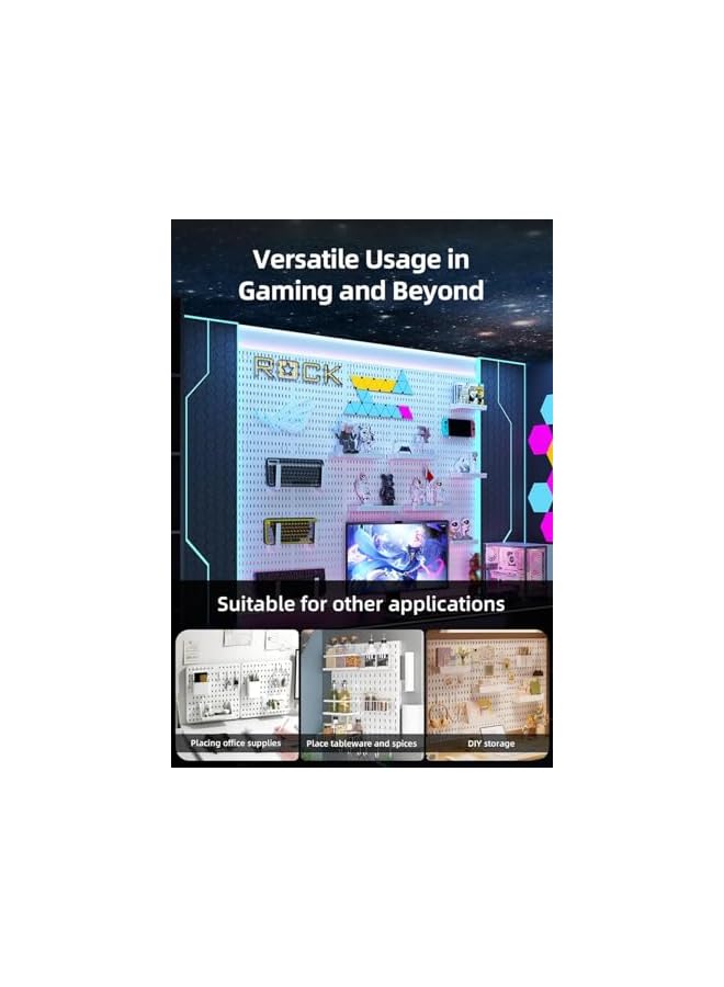 PROMASS promass Pegboard Combination Wall Organizer Kit, 4 Pieces Peg Board and 20 Accessories Modular Hanging, Wall Mount Display Pegboard Panel Kits, Peg Board Organizer for Home Office (White 30 * 30cm)  - Image 5