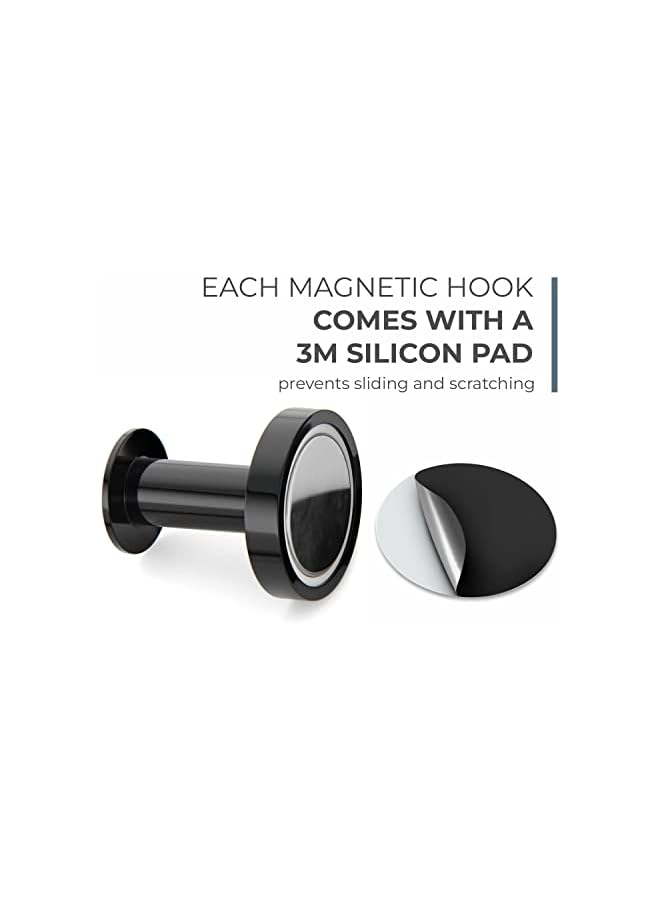 PROMASS promass Set of 2 Strong Magnetic Hooks for Hanging Coats and Bags Magnet Hooks Heavy Duty Magnets Neodymium 52 Rare Earth Magnets Push Pin Style Magnet Hook for Refrigerator Locker, black  - Image 3