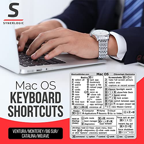 Synerlogic Mac OS Shortcuts Sticker | Keyboard Stickers for macOS | No-Residue Laminated Vinyl MacBook Cheatsheet for Laptop | MacBook Shortcuts 2025 (White) - Image 2
