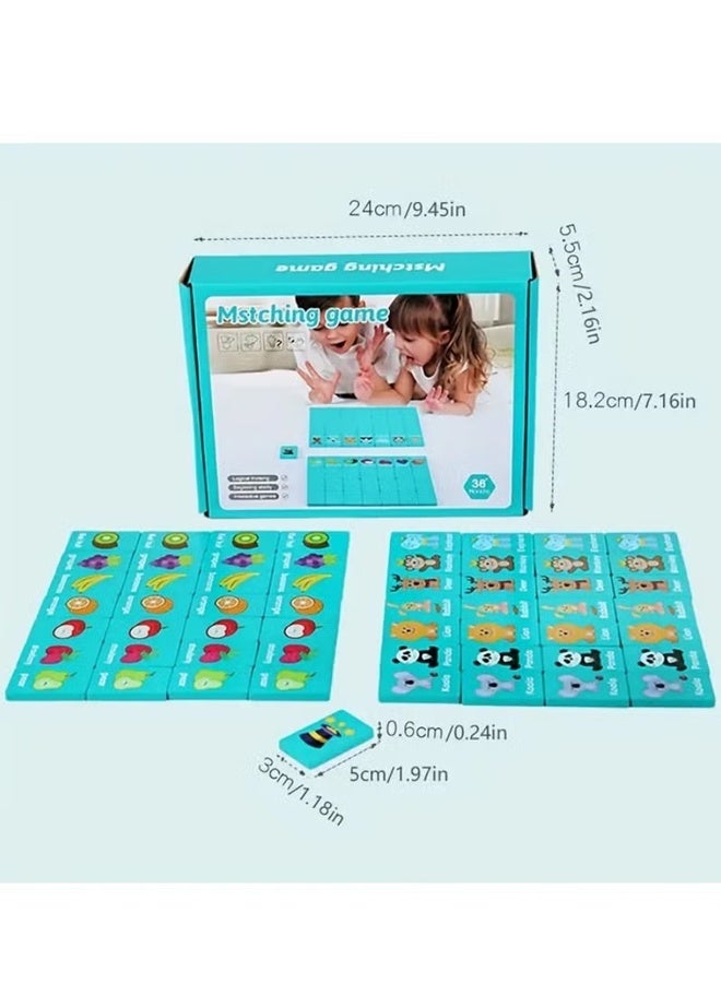 DAEVO 1set Fun Multifunctional Educational Toys, Fruit Animals, Dragons, Dominoes, Memory Chess Stacking, Musicians, Eyes, Coordination, Exercise, Logic Thinking, Memory Building, Wooden Board Game Toys - Image 4