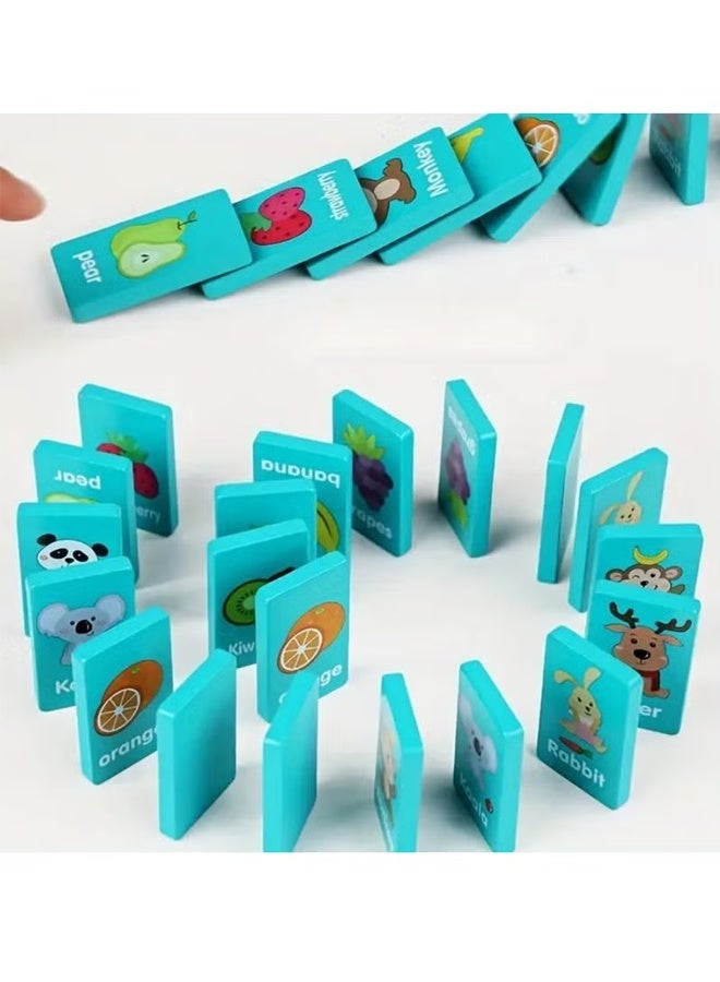DAEVO 1set Fun Multifunctional Educational Toys, Fruit Animals, Dragons, Dominoes, Memory Chess Stacking, Musicians, Eyes, Coordination, Exercise, Logic Thinking, Memory Building, Wooden Board Game Toys - Image 5
