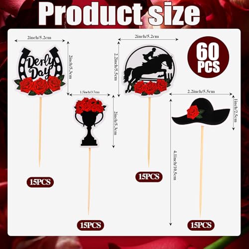 FOIMAS 60pcs Derby Party Food Appetizer Picks Kentuky Horse Race Party Cupcake Topper Toothpicks for Derby Horse Race Party Decoration Supply - Image 5