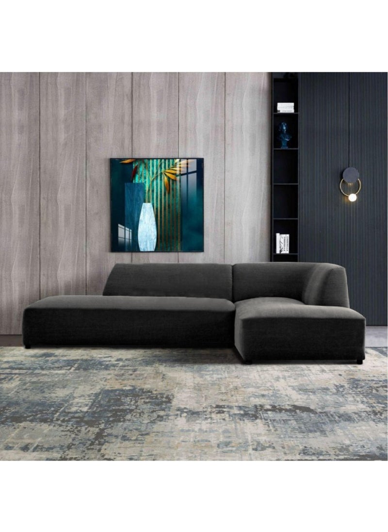 KARNAK Karnak Arwa L-Shape Sectional Velvet Sofa -BLACK  - Image 1