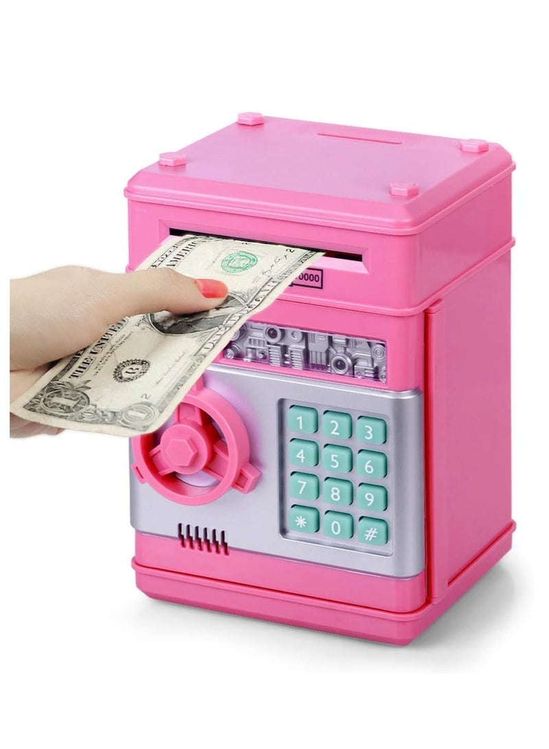 Piggy Bank for Girls 4-11 Years Old,Refasy Kids Safe Bank for Boys Christmas Birthday Gifts Toy for Kids Electronic ATM Money Bank Adults Money Saving Box Safe Coin Bank Toy Kids Toys Pink - Image 1